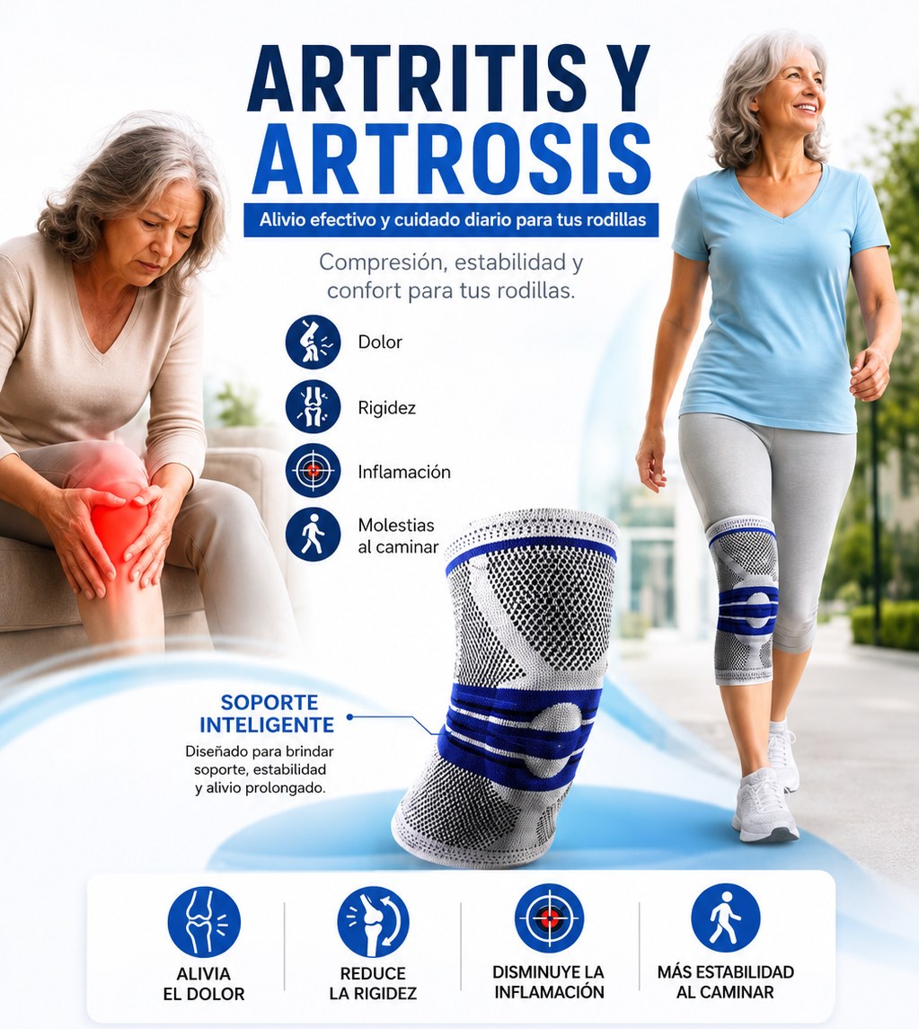 Artritis y artrosis: compresión, estabilidad y confort para rodillas con dolor, rigidez, inflamación y molestias al caminar